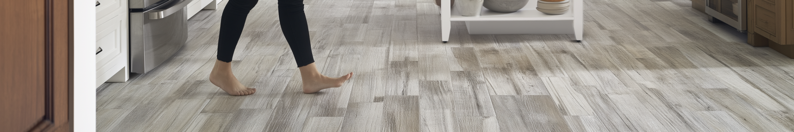 Modern kitchen featuring Luxury vinyl flooring