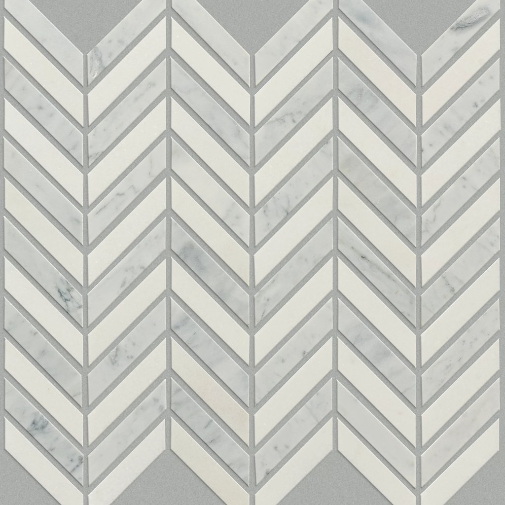 Shaw Floors PEARL CHEVRON MOSAIC - Biancocarrara/T