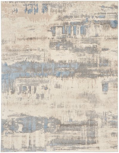 Nourison Home Nourison Solace SLA07 5'3" x 7'3" Ivory Grey Blue Modern Indoor Rug - 8' x 10'