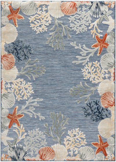 Nourison Home Nourison Suncoast SNC04 7'10" x 9'10" Denim Multicolor Coastal, Nautical & Beach Rug - 4' x 6'