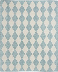 Nourison Positano POS04 8' x 10' Aqua Modern Rug -