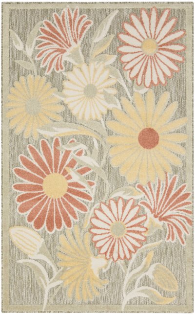 Nourison Home Nourison Aloha ALH33 5'3" x 7'5" Sage Rose Outdoor Rug - 2'8" x 4'