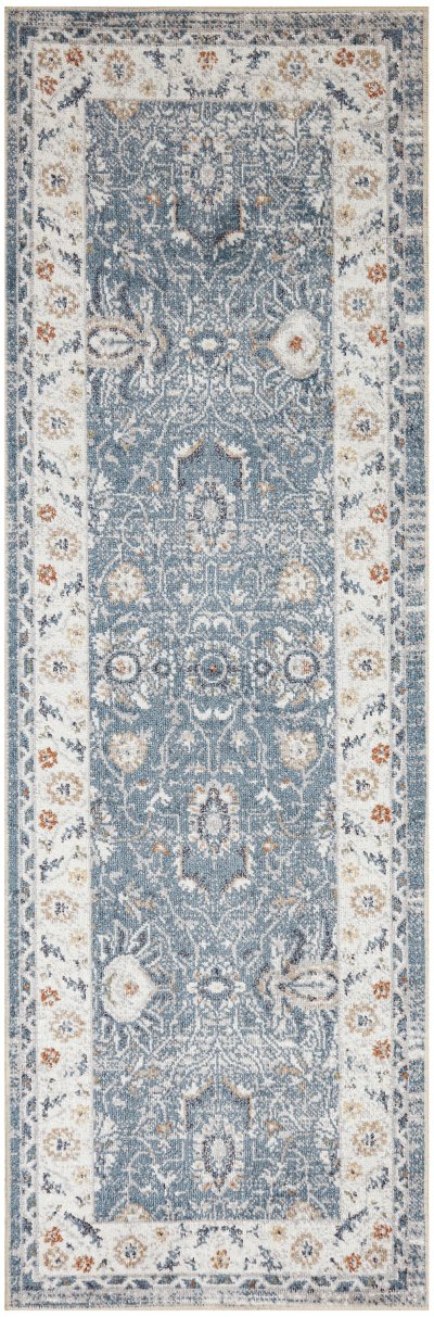 Nourison Home Nourison Astra Machine Washable ASW20 2' x 6' Blue Vintage Indoor Rug - 2'2" x 8'