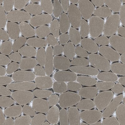 Qualis Ceramica Riviera Tileworks Chelsea Light Grey Sliced Reconstituted Pebble Interlocking Mosaic - 12" x 12"