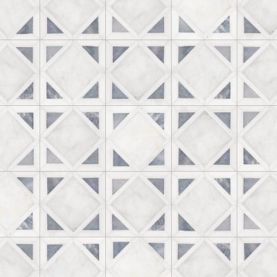 Marble Systems Snow White, Allure, Glacier Multi Finish Kent Marble Mosaic 13 9/16x13 9/16 - Snow White, Allure, Glacier - 13 9/16" x 13 9/16" x 3/8"