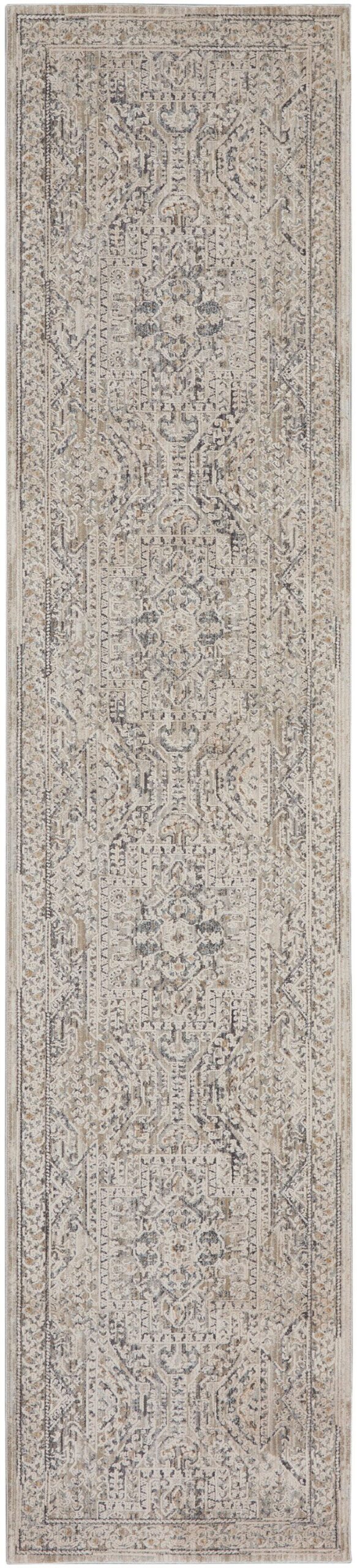 Nourison Home Nourison Nyle NYE01 2'3" x 10' Ivory Grey Blue Vintage Indoor Rug