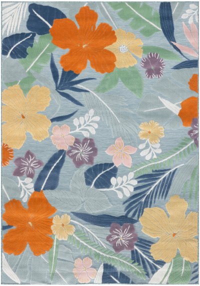 Nourison Home Nourison Suncoast SNC01 5'3" x 7'3" Blue Multicolor Tropical Rug - 4' x 6'