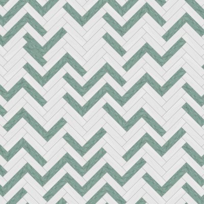 Marble Systems Verde Capri, Snow White Honed Large Herringbone Marble Mosaic 12 7/8x9 11/32 - Verde Capri, Snow White - 12 7/8" x 9 11/32" x 3/8"