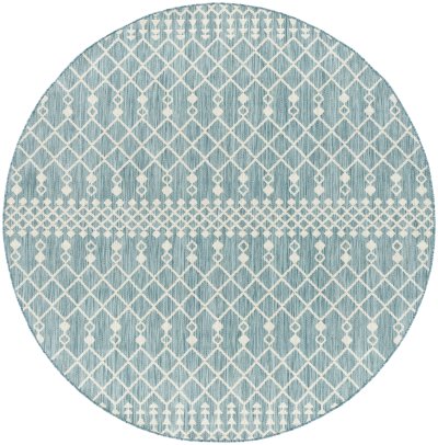 Nourison Home Nourison Positano POS02 2'2" x 10' Aqua Modern Rug - 8' Round