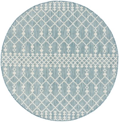 Nourison Home Nourison Positano POS02 2'2" x 10' Aqua Modern Rug - 4' Round