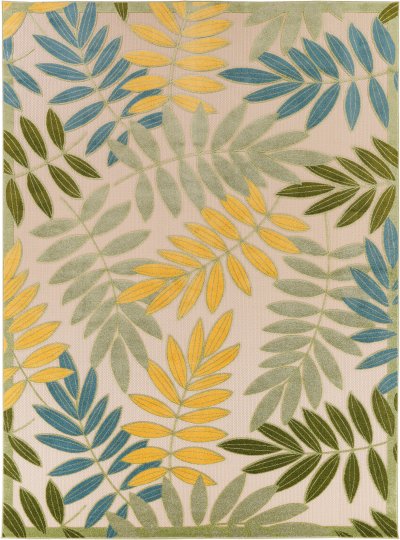 Nourison Home Nourison Aloha ALH18 5'3" x Round Green Multicolor Outdoor Rug - 10' x 14'