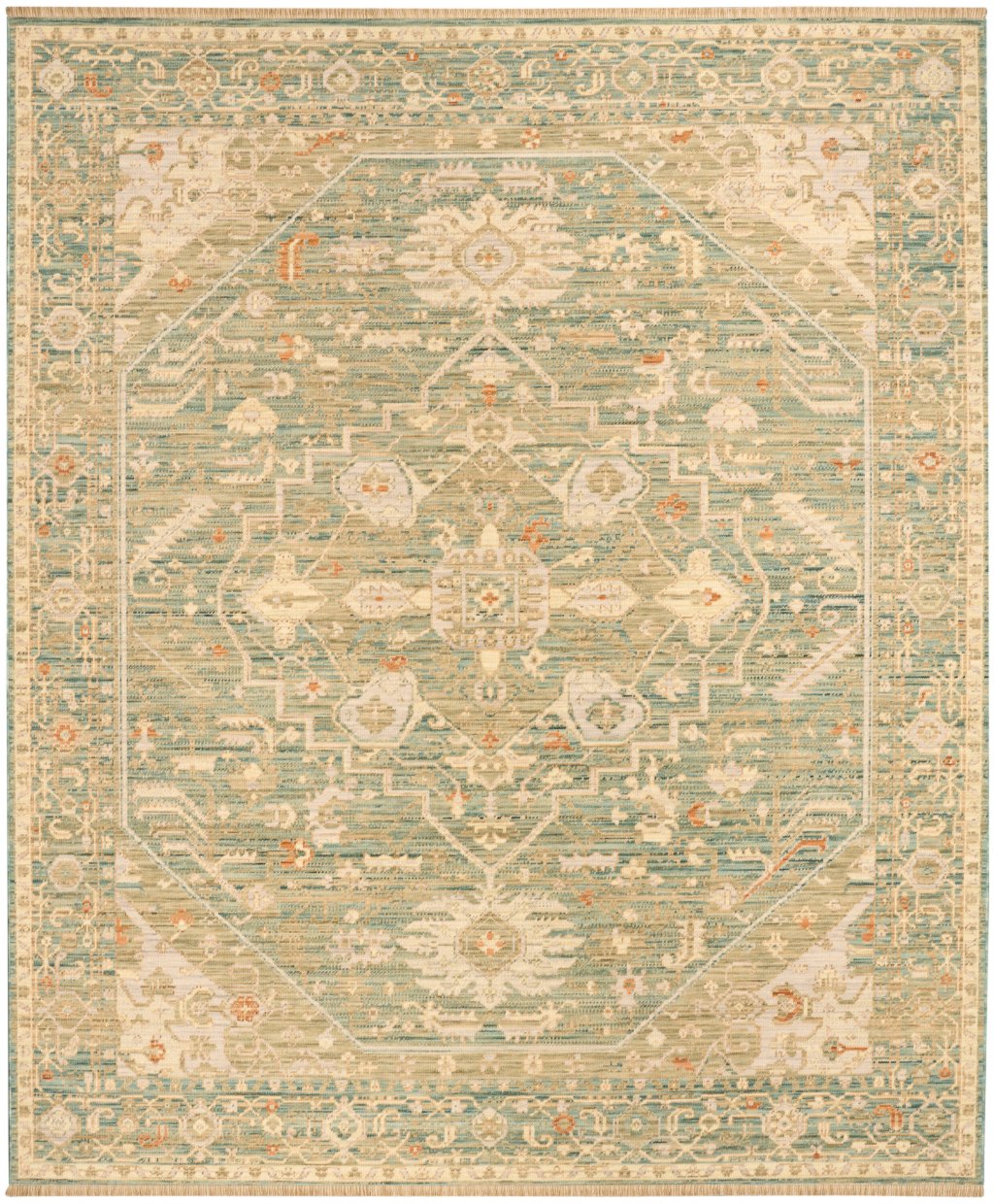 Nourison Home Nourison Antique Bloom ANB03 9' x 12' Teal Vintage Indoor Rug