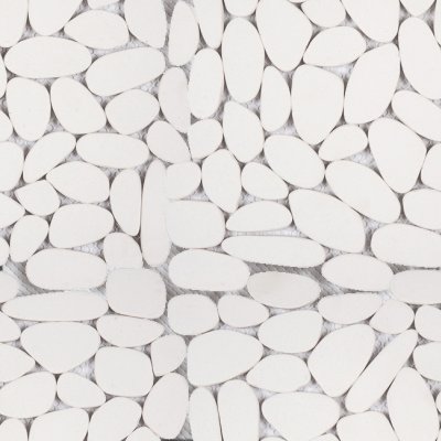 Qualis Ceramica Riviera Tileworks Chelsea White Sliced Reconstituted Pebble Interlocking Mosaic - 12" x 12"