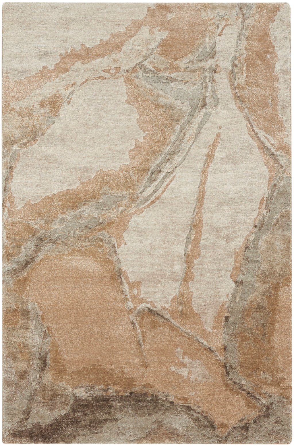 Nourison Home Nourison Silk Shadows SHA24 3'9" x 5'9" Beige Silver Modern Indoor Rug