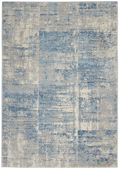Nourison Home Nourison Solace SLA02 5'3" x 7'3" Ivory Grey Blue Modern Indoor Rug - 5'3" x 7'3"