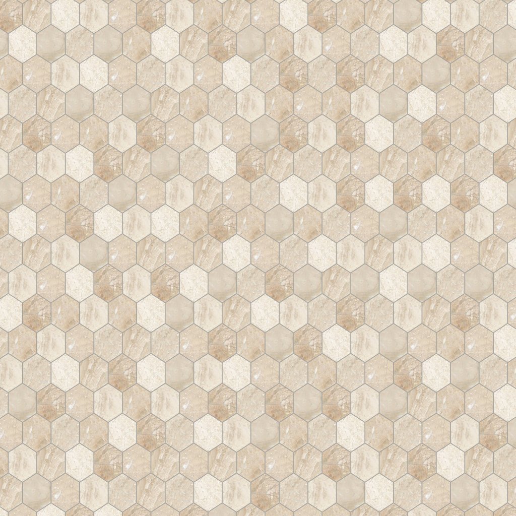 Marble Systems Diana Royal Polished Hexagon 2 Marble Mosaic 10 3/8x12 - Diana Royal