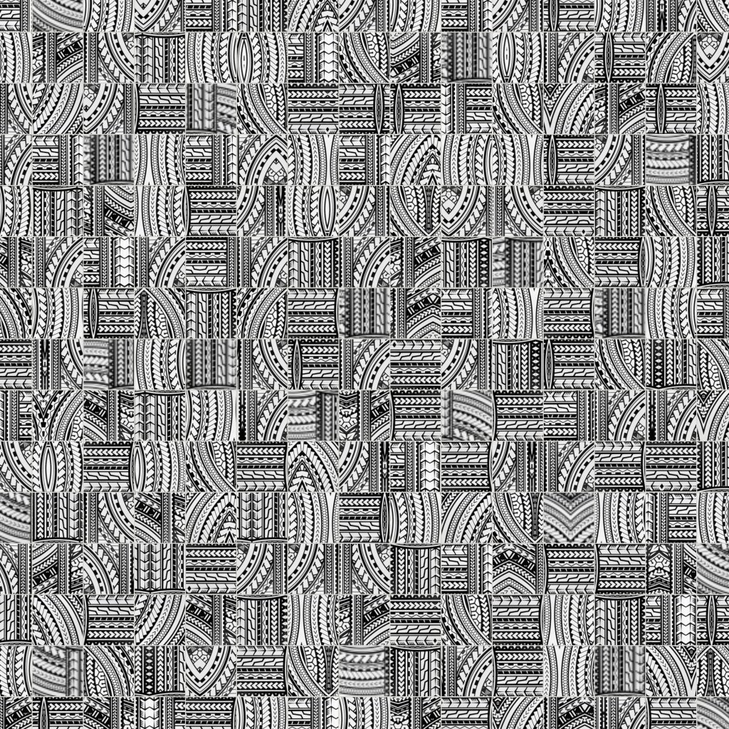 Qualis Ceramica Riviera Tileworks Chelsea 4"x4" Island Native Series Black & White Glazed Ceramic Mosaic
