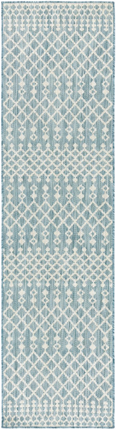 Nourison Home Nourison Positano POS02 2'2" x 10' Aqua Modern Rug - 2'2" x 8'