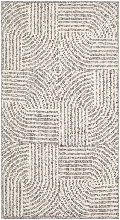 Nourison Home Nourison Textured Home TXH02 2'3" x 7'6" Grey Ivory Modern Indoor Rug - 2'2" x 3'9"