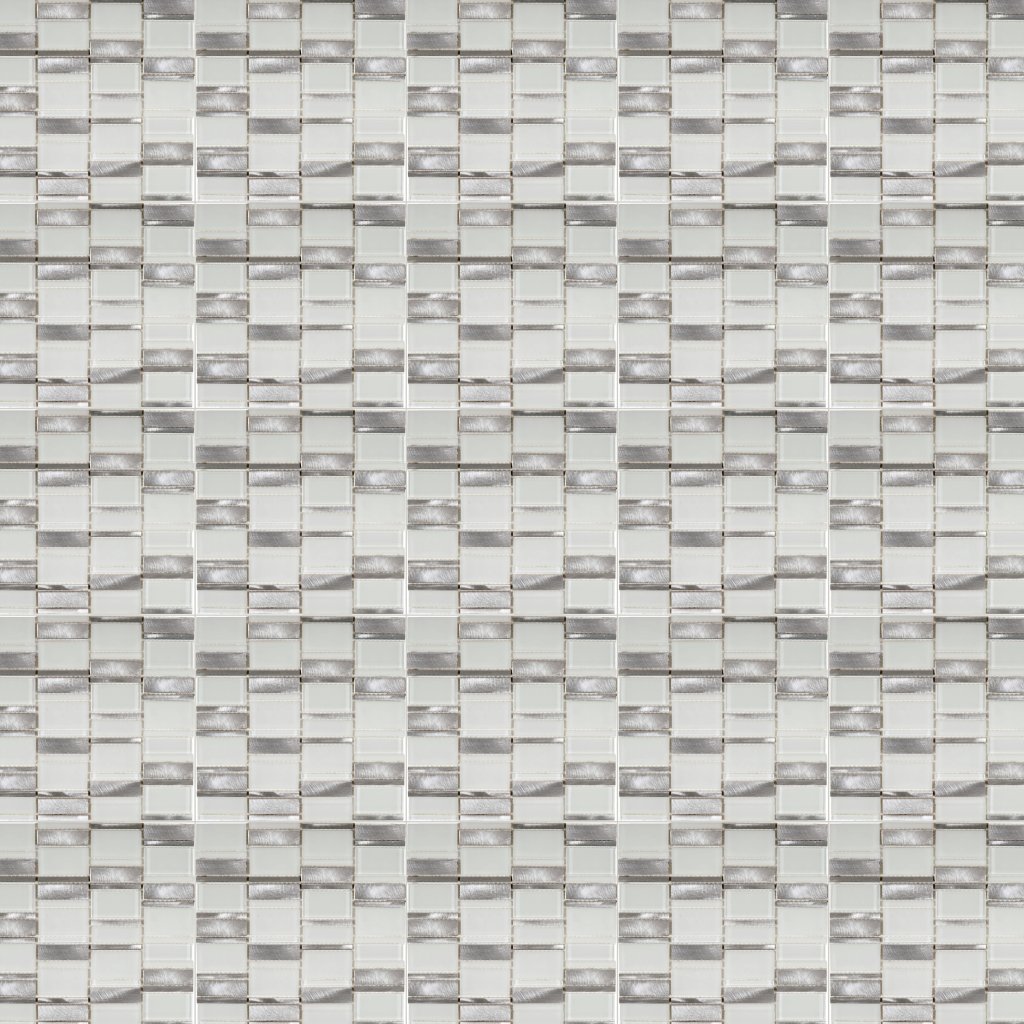 Qualis Ceramica Riviera Tileworks Chelsea White Glass & Aluminum Mix Mosaic