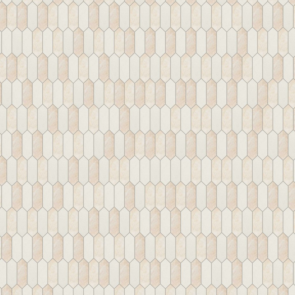 Marble Systems Casablanca, Champagne Honed Medium Picket Waterjet Limestone Mosaic 13 3/16x11 1/16 - Casablanca, Champagne