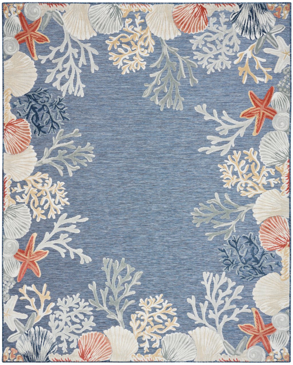 Nourison Home Nourison Suncoast SNC04 7'10" x 9'10" Denim Multicolor Coastal, Nautical & Beach Rug
