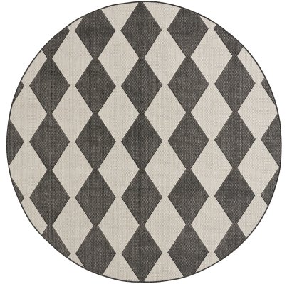Nourison Home Nourison Positano POS04 7' x 10' Black Modern Rug - 4' Round