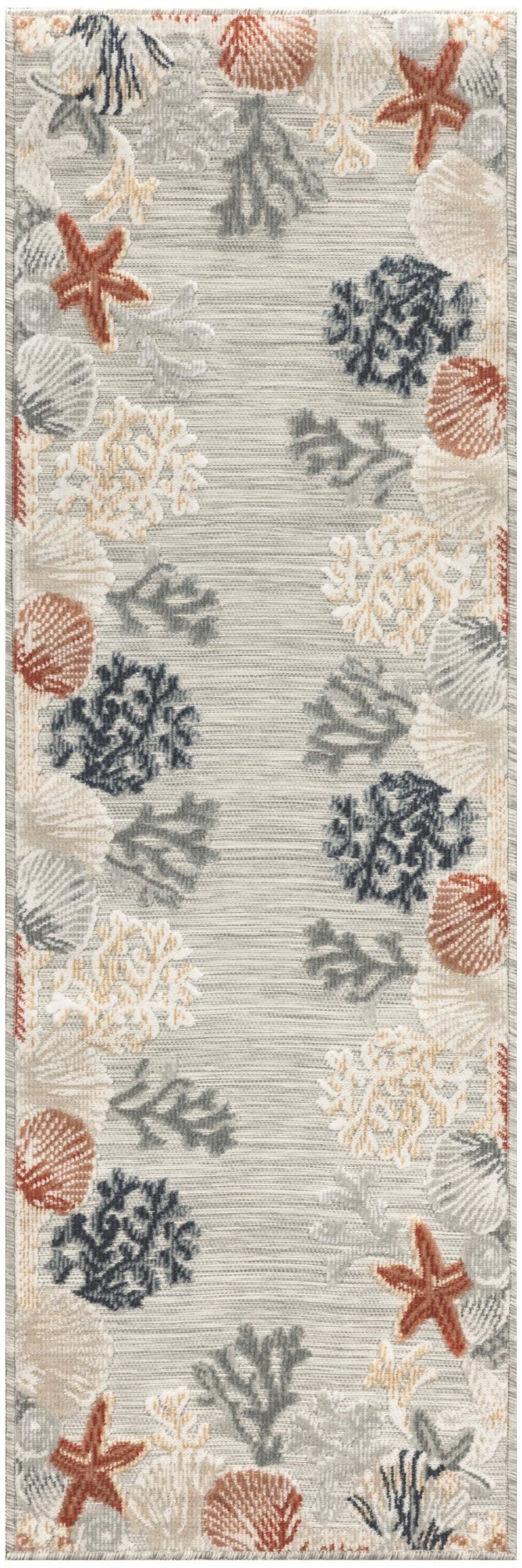 Nourison Home Nourison Suncoast SNC04 2' x 6' Grey Multicolor Coastal, Nautical & Beach Rug