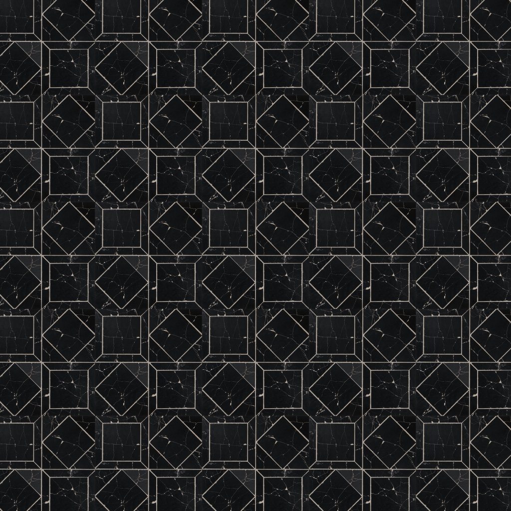 Marble Systems Black Honed Palazzo Marble Mosaic 12x12 - Black