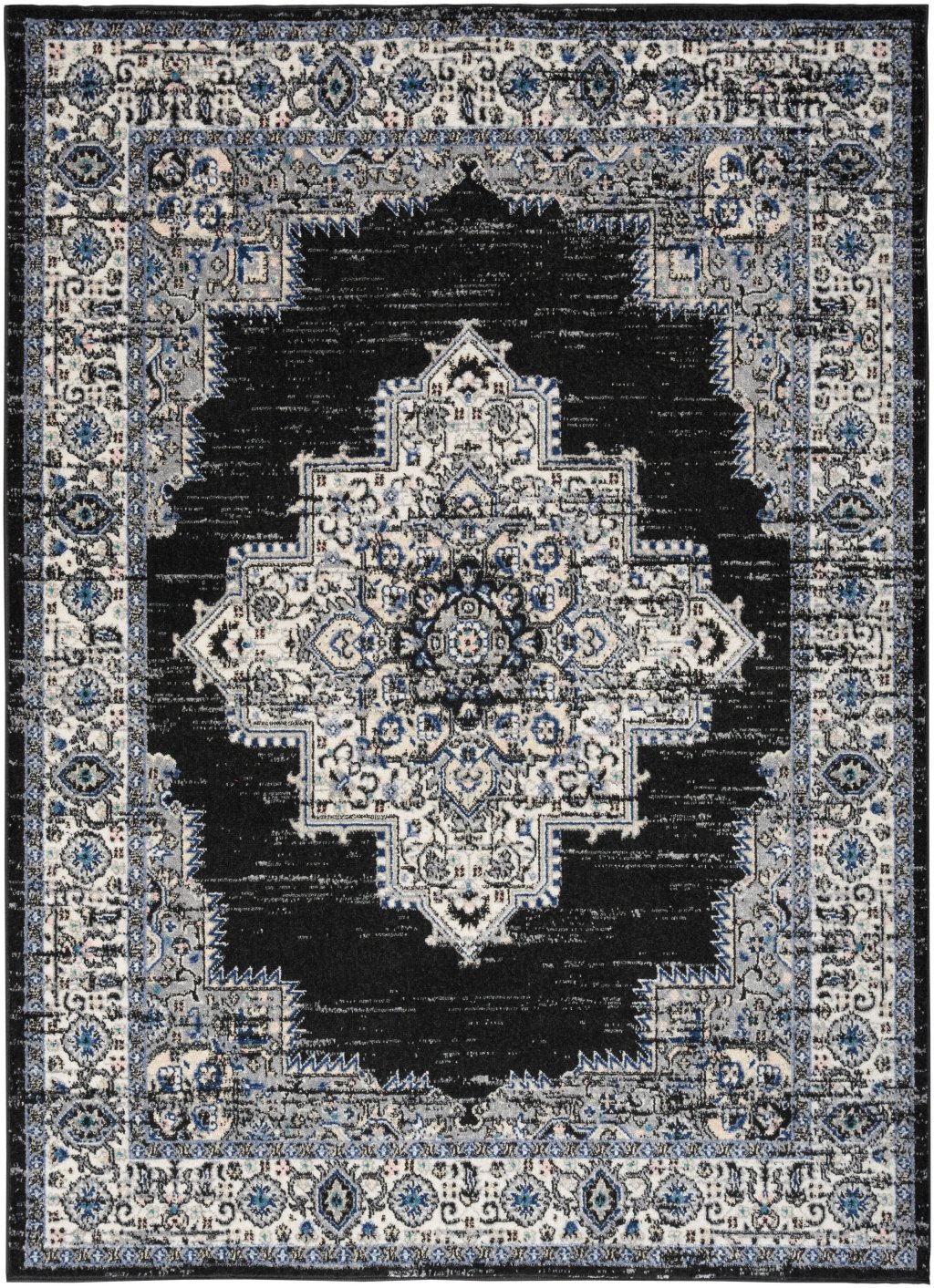 Nourison Home Nourison Passion PSN03 5'3" x 7'3" Black Ivory Vintage Indoor Rug