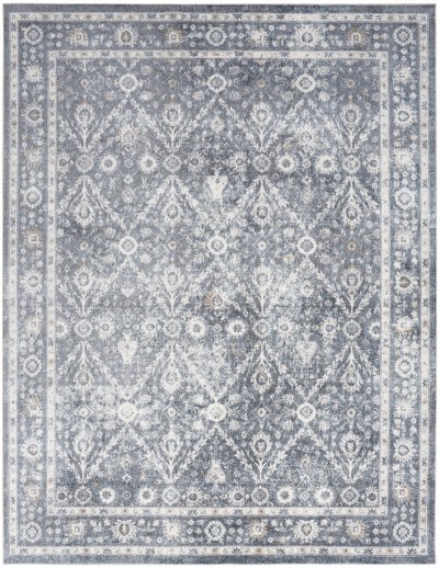Nourison Home Nourison Astra Machine Washable ASW16 2'2" x 8' Dark Blue Vintage Indoor Rug - 7'10" x 10'