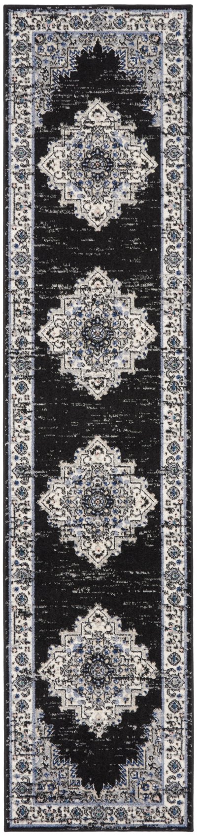 Nourison Home Nourison Passion PSN03 5'3" x 7'3" Black Ivory Vintage Indoor Rug - 2'2" x 10'