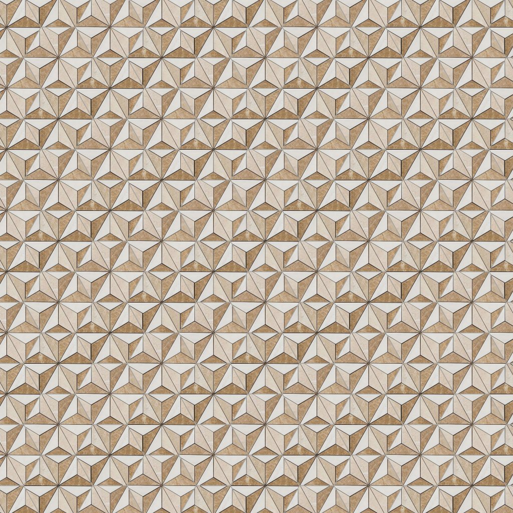 Marble Systems Snow White, Diana Royal, Paradise Polished Diamond 3d Marble Mosaic 15 3/8x13 3/4 - Snow White, Diana Royal, Paradise