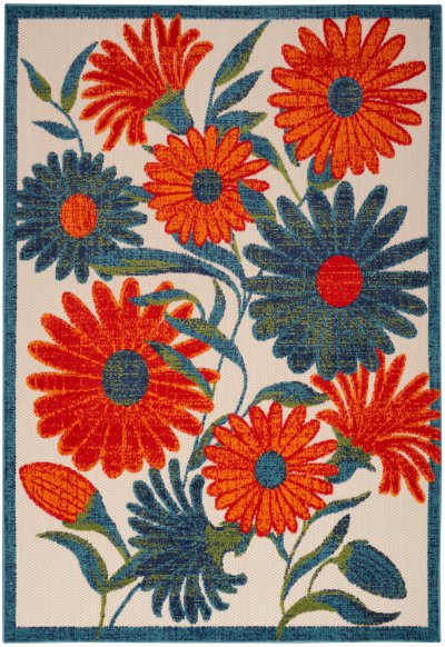 Nourison Home Nourison Aloha ALH33 7'10" x 10'6" Ivory Multicolor Outdoor Rug - 3'6" x 5'6"