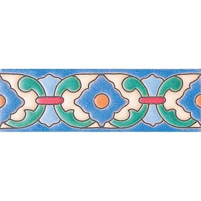 Marble Systems 486 Glazed Royal Flower Ceramic Border Tiles 2x6 - 486 - 2" x 6" x 3/8"