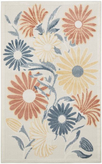 Nourison Home Nourison Aloha ALH33 3'6" x 5'6" Ivory Rose Outdoor Rug - 2'8" x 4'