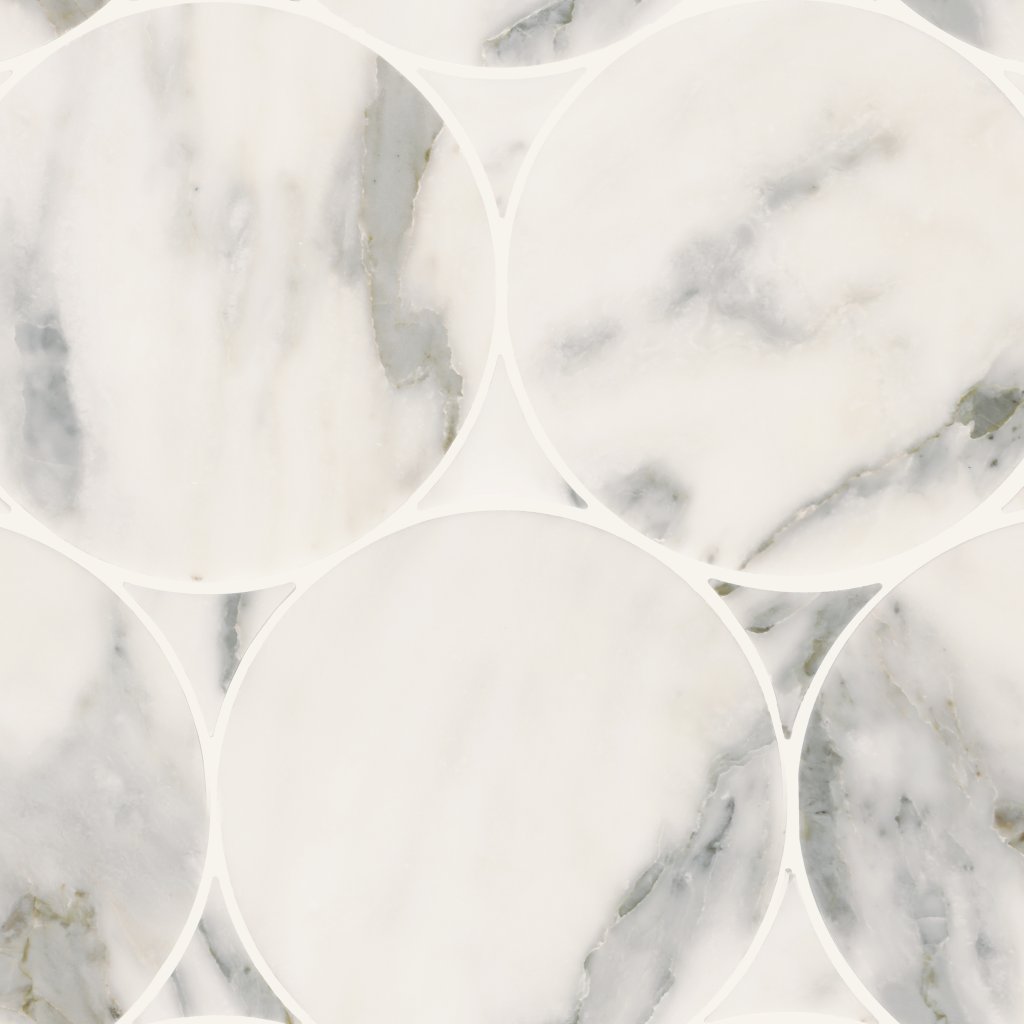 Daltile Eclessia Marble Arabescato Argento, Circle, 6, Polished - Arabescato Argento