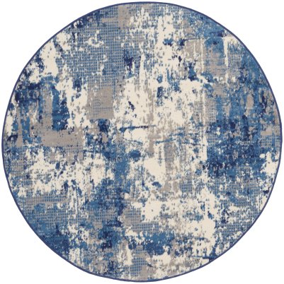 Nourison Home Nourison Grafix GRF38 3' x 5' Navy Blue Modern Indoor Rug - 4' Round