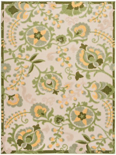 Nourison Home Nourison Aloha ALH17 7'10" x Round Ivory Green Outdoor Rug - 3'6" x 5'6"
