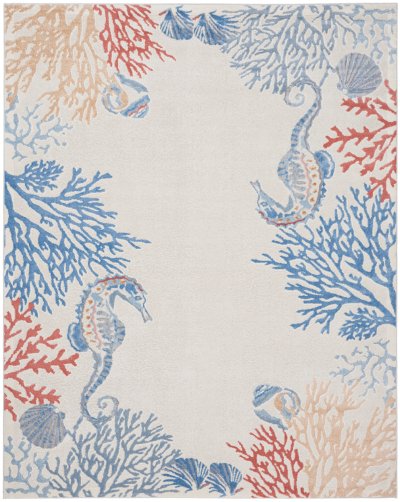 Nourison Home Nourison Pompeii PMP03 5'3" x 7'3" Ivory Multicolor Coastal, Nautical & Beach Indoor Rug - 7'10" x 9'10"