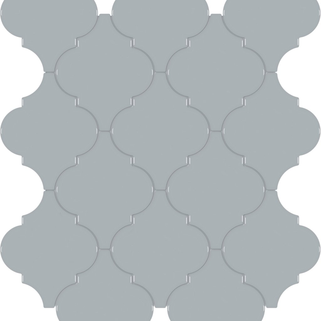 Qualis Ceramica Traditions Cloud Blue Arabesque Glossy Mosaic - Blue