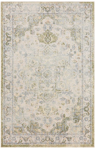 Nourison Home Nourison Astra Machine Washable ASW12 7'10" x Round Blue Green Vintage Indoor Rug - 2'2" x 4'