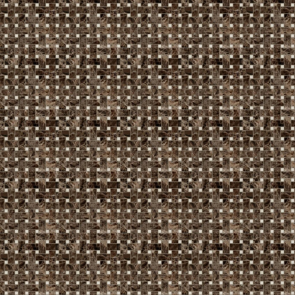 Marble Systems Emperador Dark&crema Marfil Polished Basket Weave Marble Mosaic 12x12 - Emperador Dark&crema Marfil