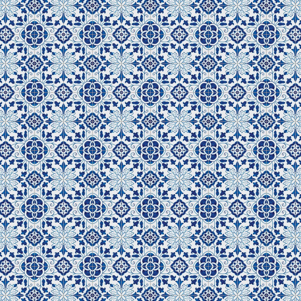Marble Systems 198 Camelias, Blue Glazed Ceramic Tile 5 1/2x5 1/2 - 198 Camelias, Blue