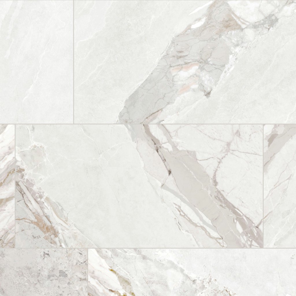 Qualis Ceramica Dynasty 24x48 White Polished/matt - Grey