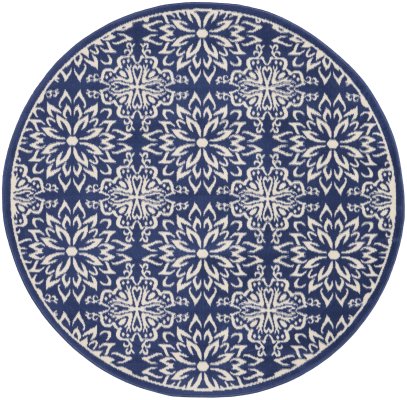 Nourison Home Nourison Jubilant JUB06 7'10" x 9'10" Navy Ivory Farmhouse Indoor Rug - 5'3" Round