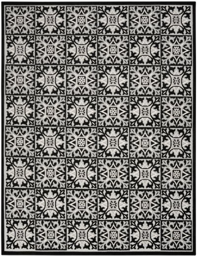 Nourison Home Nourison Aloha ALH34 9' x 12' Black White Contemporary Rug - 9' x 12'