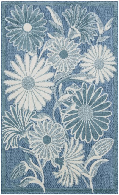 Nourison Home Nourison Aloha ALH33 7'10" x 10'6" Blue Outdoor Rug - 2'8" x 4'