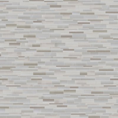 Qualis Ceramica Riviera Tileworks Chelsea Wood look Glass Baguette Light Grey Interlocking Mosaic - 12"x 12"