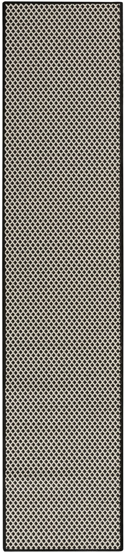 Nourison Home Nourison Courtyard COU01 2' x 6' Black White Modern Rug - 2'2" x 8'